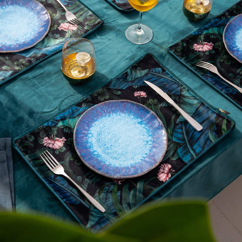 Topmela Melamine Salad Plate Plastic Dinner Plastic Plate Set of 6 Pcs 9 inch Round Lightweight Plates Shatter Proof Chip Resistant Dishwasher Safe Not Microware Not Oven(Deep Blue) - Image 2